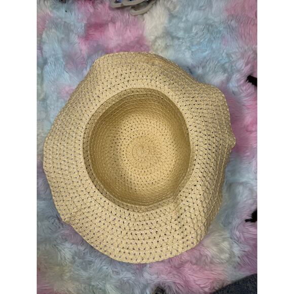 Straw Wide Brim Sun Hat Black Ribbon Bow Natural One Size - Picture 7 of 9